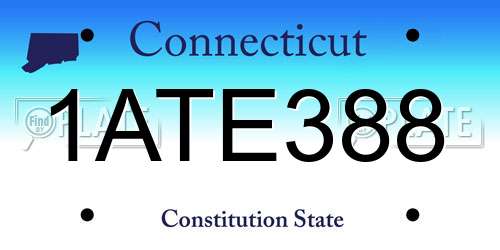 1ATE388 Connecticut License Plate