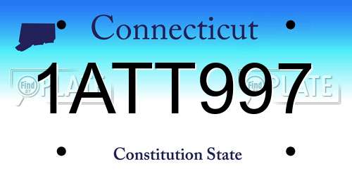 1ATT997 Connecticut License Plate