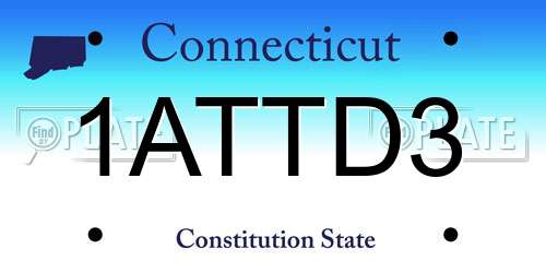 1ATTD3 Connecticut License Plate