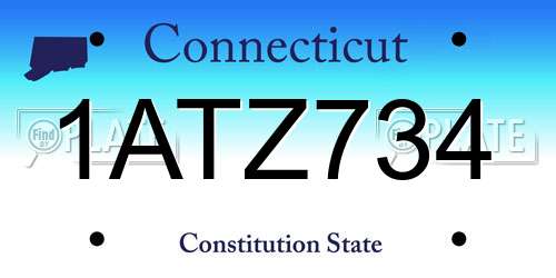 1ATZ734 Connecticut License Plate