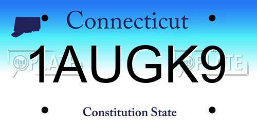 1AUGK9 Connecticut License Plate