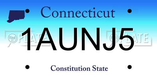 1AUNJ5 Connecticut License Plate