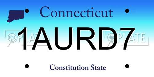 1AURD7 Connecticut License Plate