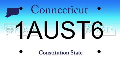 1AUST6 Connecticut License Plate