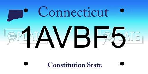1AVBF5 Connecticut License Plate