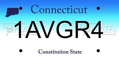 1AVGR4 Connecticut License Plate