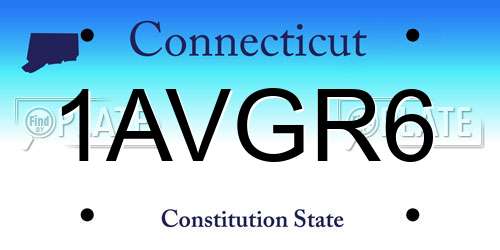1AVGR6 Connecticut License Plate