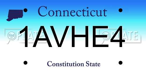 1AVHE4 Connecticut License Plate