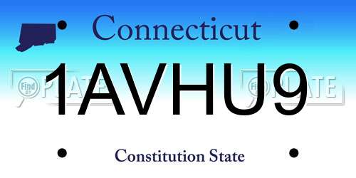 1AVHU9 Connecticut License Plate