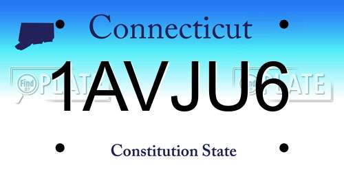1AVJU6 Connecticut License Plate