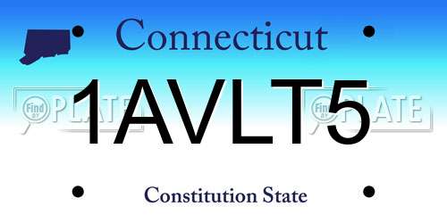 1AVLT5 Connecticut License Plate