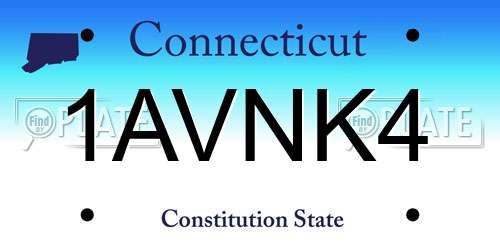 1AVNK4 Connecticut License Plate