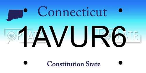 1AVUR6 Connecticut License Plate
