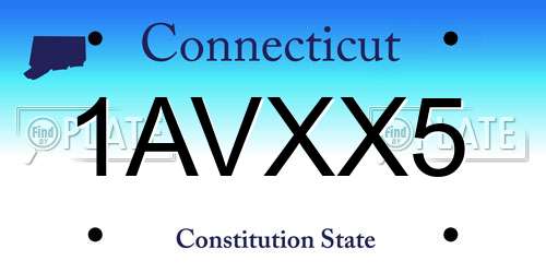 1AVXX5 Connecticut License Plate