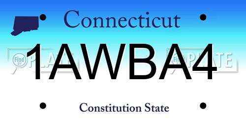 1AWBA4 Connecticut License Plate