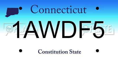 1AWDF5 Connecticut License Plate