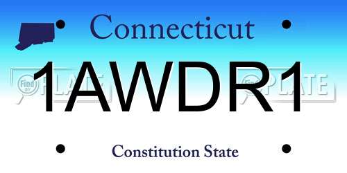1AWDR1 Connecticut License Plate