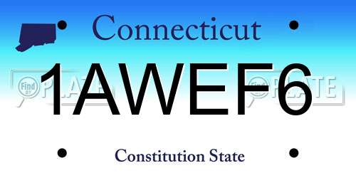 1AWEF6 Connecticut License Plate