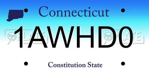 1AWHD0 Connecticut License Plate
