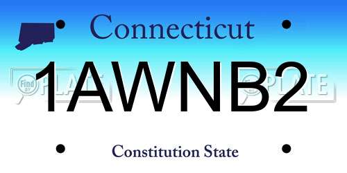 1AWNB2 Connecticut License Plate