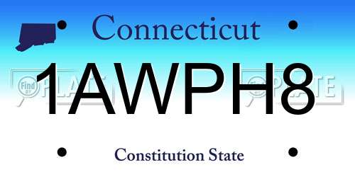 1AWPH8 Connecticut License Plate