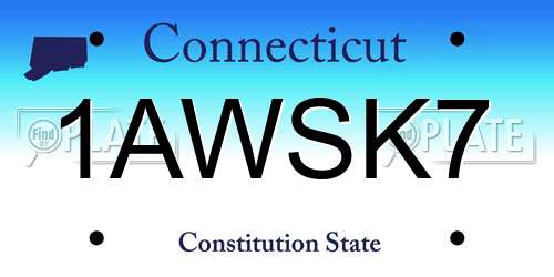 1AWSK7 Connecticut License Plate