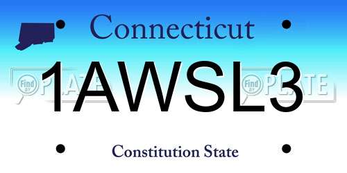1AWSL3 Connecticut License Plate