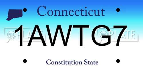 1AWTG7 Connecticut License Plate