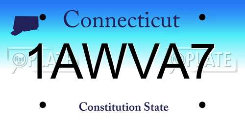 1AWVA7 Connecticut License Plate