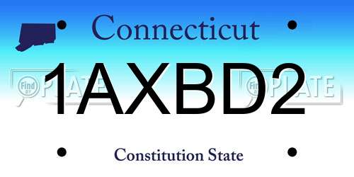 1AXBD2 Connecticut License Plate