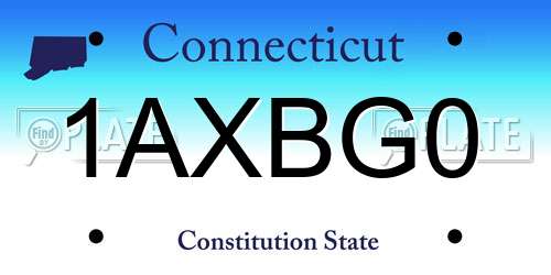 1AXBG0 Connecticut License Plate
