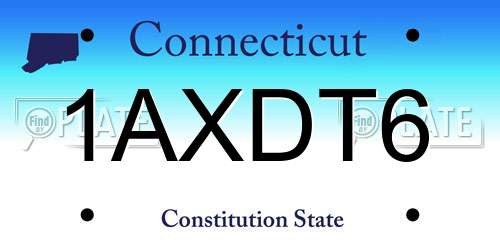 1AXDT6 Connecticut License Plate