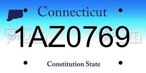 1AZ0769 Connecticut License Plate