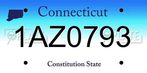 1AZ0793 Connecticut License Plate