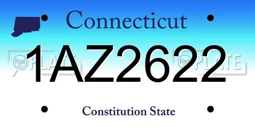 1AZ2622 Connecticut License Plate