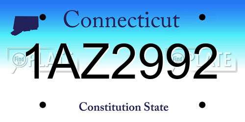 1AZ2992 Connecticut License Plate