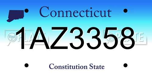 1AZ3358 Connecticut License Plate