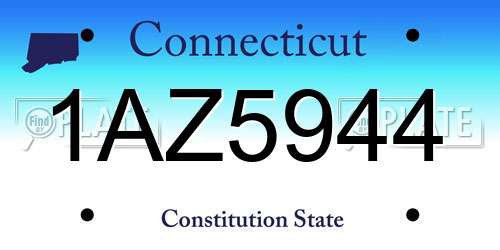 1AZ5944 Connecticut License Plate