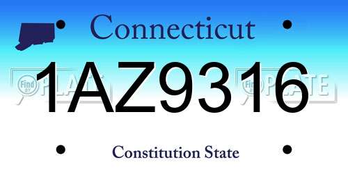 1AZ9316 Connecticut License Plate