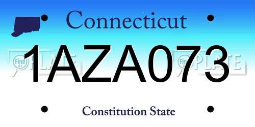 1AZA073 Connecticut License Plate