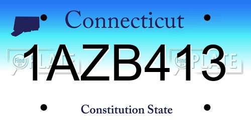 1AZB413 Connecticut License Plate
