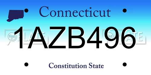 1AZB496 Connecticut License Plate