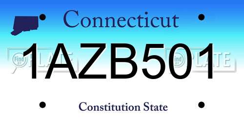 1AZB501 Connecticut License Plate