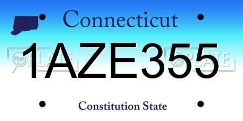 1AZE355 Connecticut License Plate