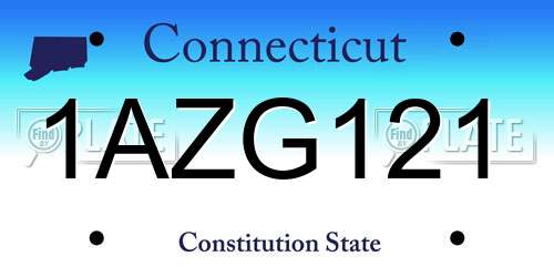 1AZG121 Connecticut License Plate