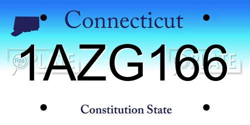 1AZG166 Connecticut License Plate