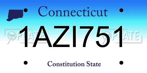1AZI751 Connecticut License Plate
