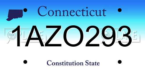 1AZO293 Connecticut License Plate