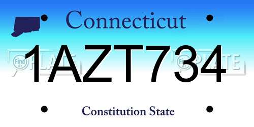 1AZT734 Connecticut License Plate