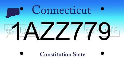 1AZZ779 Connecticut License Plate
